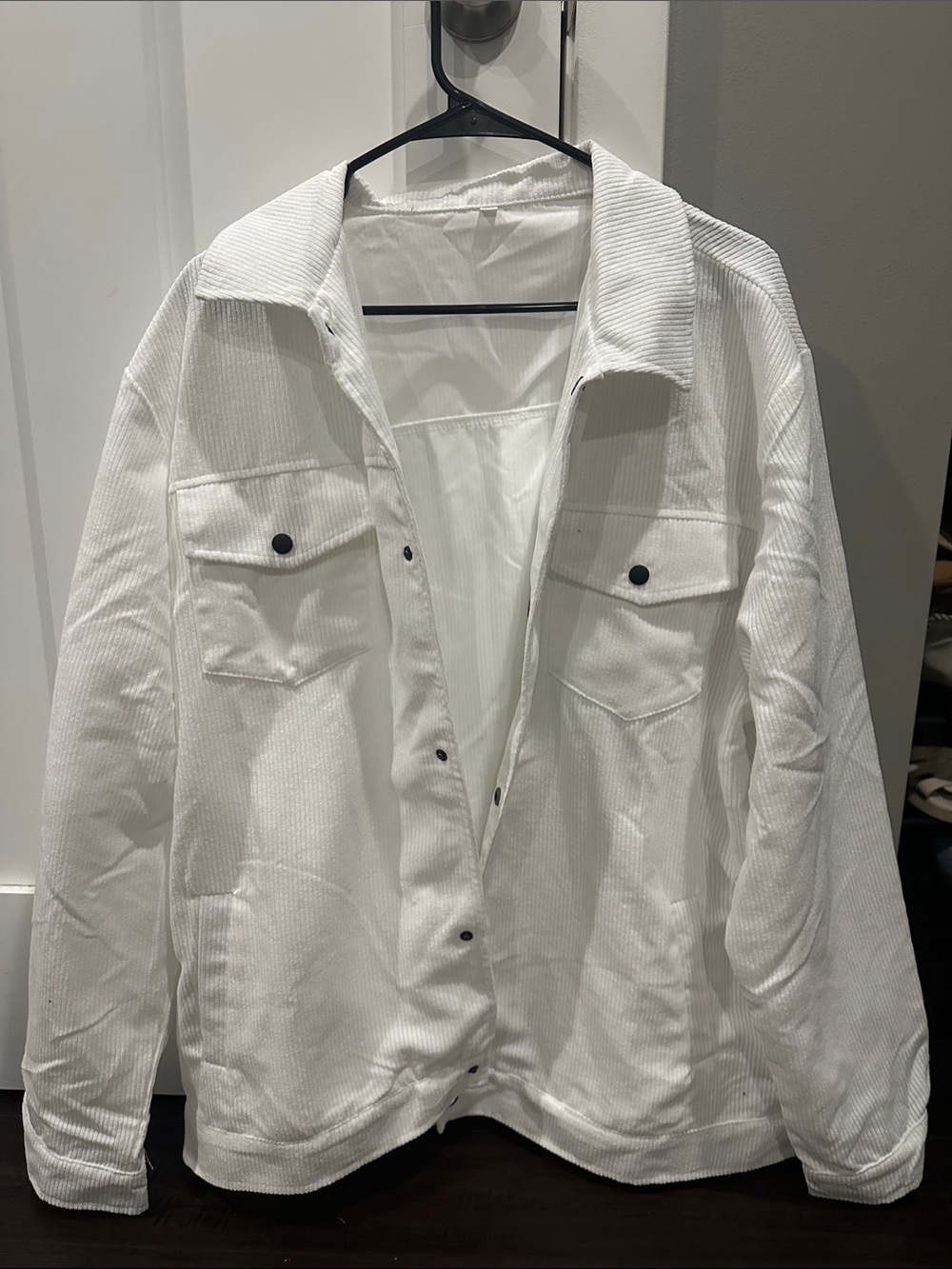 Men's White Courdoroy Shirt Jacket